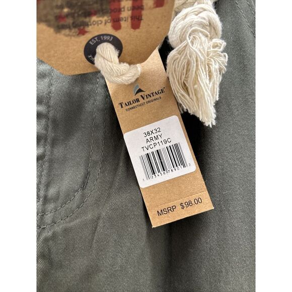 Tailor Vintage Performance Pants Men's 38X32 Army Green Canaan Slim Fit Stretch - Picture 4 of 11